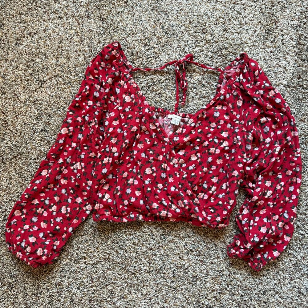 AE Long Sleeve Wrap Front Blouse
